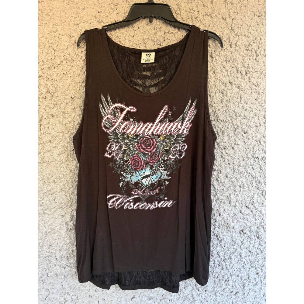 Vance Biker Wear Tomahawk WI Fall Ride 2023 Lace Back Tank Top 2XL NWT